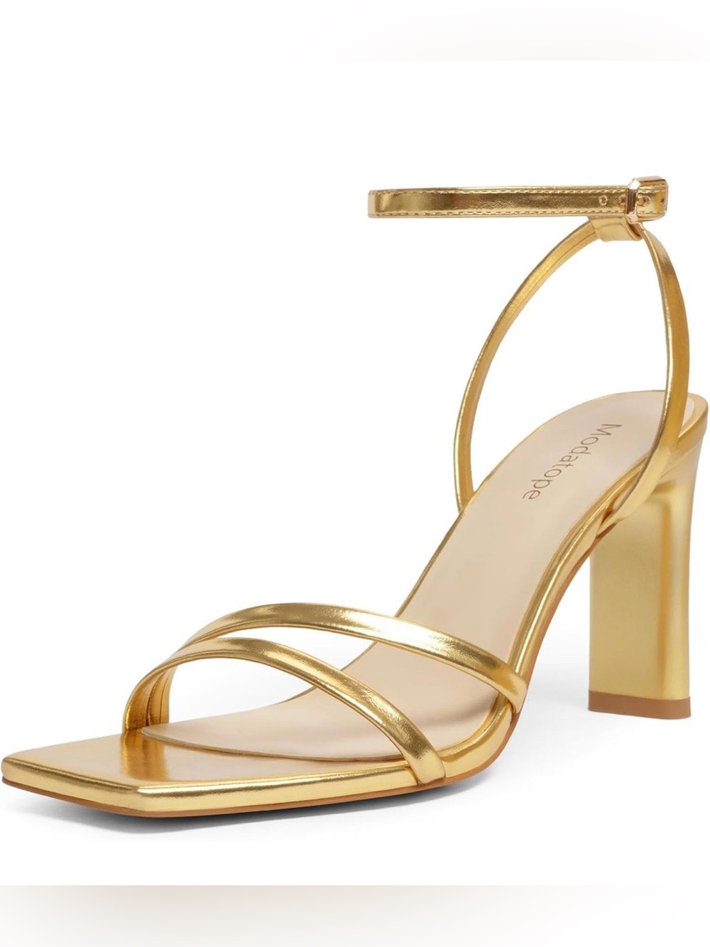Modatope Women’s Gold Strappy Block Heel Sandals - US Women’s Size 6